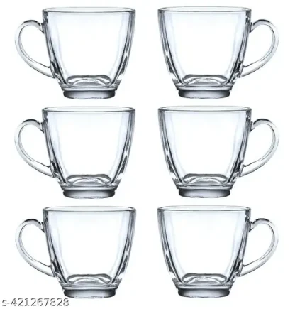 JLT Glass Square Tea Cups, Set of 6, 140ml Capacity